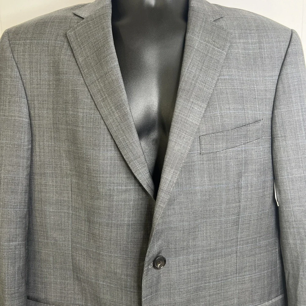 Hart Schaffner Marx Blazer‎ Mens 38R Gray Two Button Wool Blend Suit Jacket USA